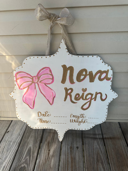Custom Baby Announcement Door Sign